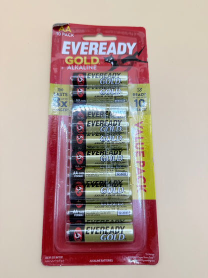 10-Pack Eveready Gold AA Alkaline Batteries
