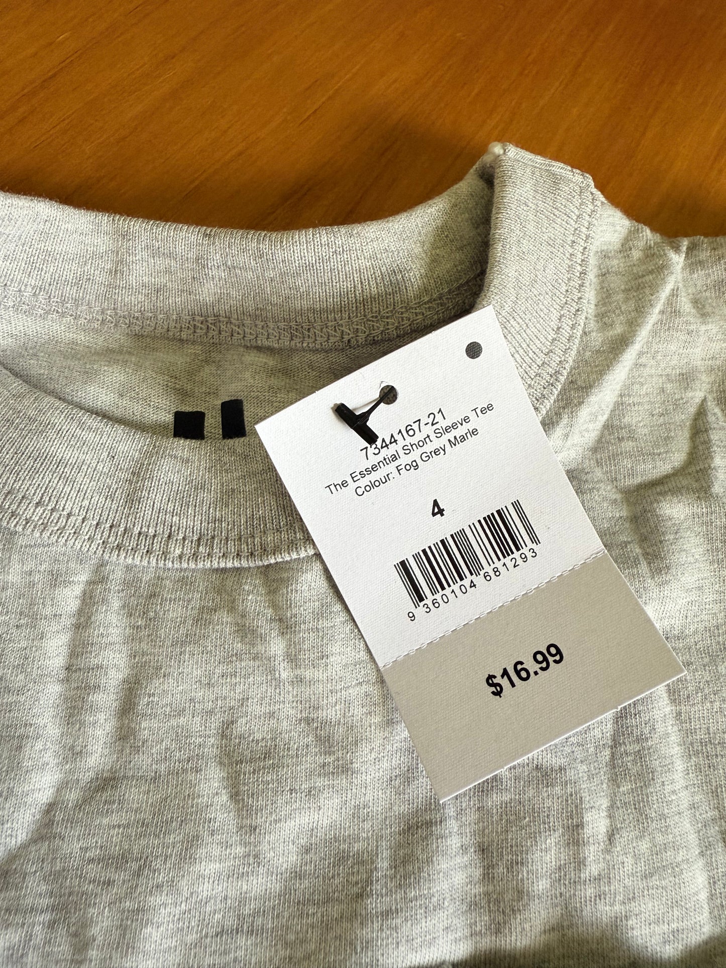 COTTON-ON KIDS Size 4 The Essential Short Sleeve Tee in Fog Grey Marle RRP $16.99