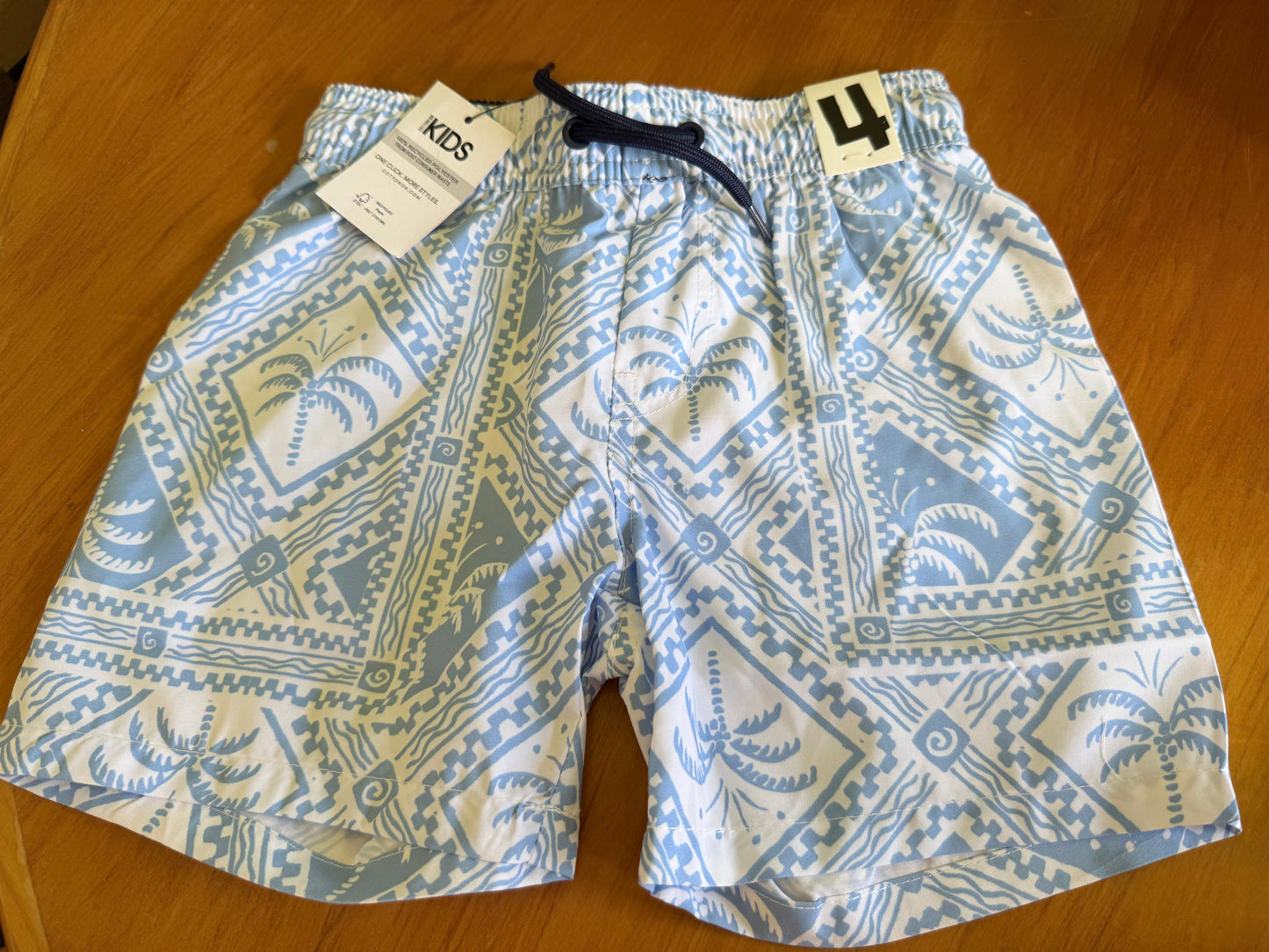 COTTON-ON KIDS Size 4 Bailey Board Short in Dusk blue/Tile palm RRP $19.99