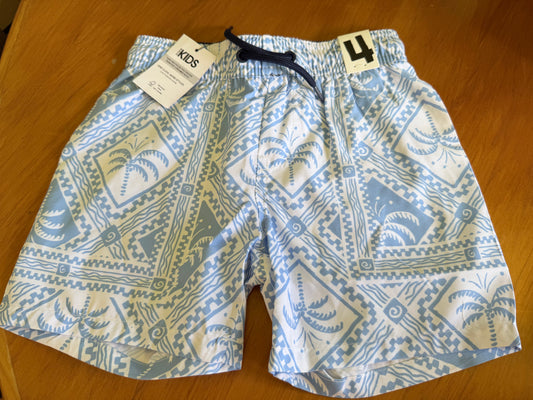 COTTON-ON KIDS Size 4 Bailey Board Short in Dusk blue/Tile palm RRP $19.99