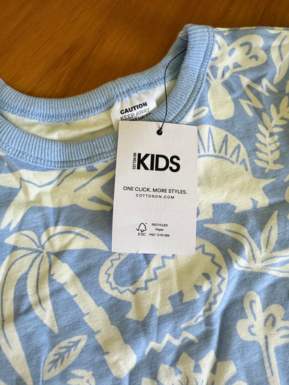COTTON-ON KIDS Size 4 Dusk blue/dino fields Jordan Short Sleeve Pyjama Set RRP $26.99