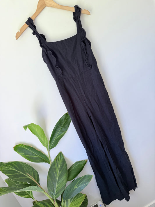 Glassons Size 6 Dark Blue Linen Blend Jump Suit.