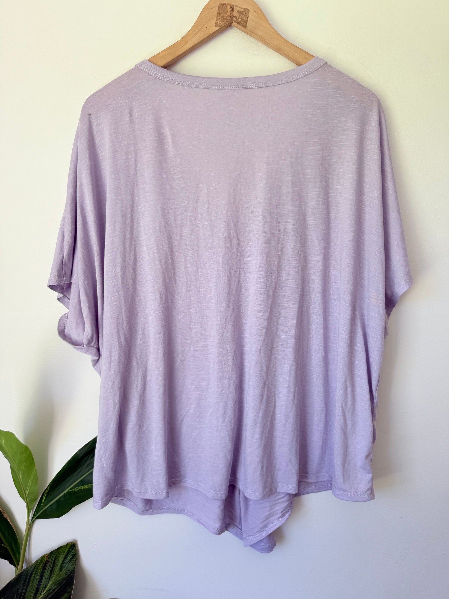 Avella Size 20 Lilac Button Front Tie Knot Top