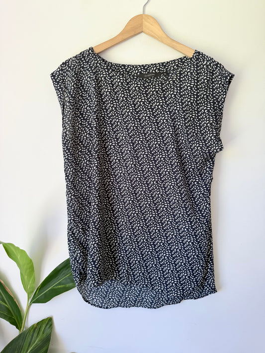 Glassons Size 10 Navy & White Sheer Blouse