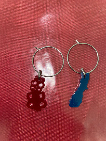NZ Hoop Earrings with Acrylic NZ Icon Charms