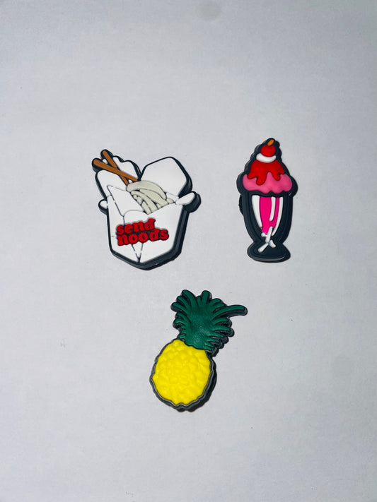 3x Mixed Foods Shoe Charms for Clogs