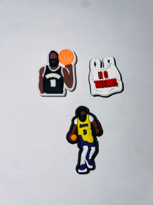 3x Basketball Shoe Charms for Clogs
