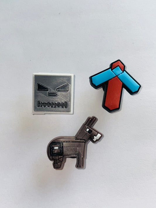 3x Minecraft Shoe Charms for Clogs
