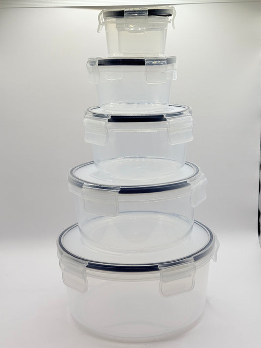 6 Pack Click and Store Set of Round Nested Plastic Food Containers