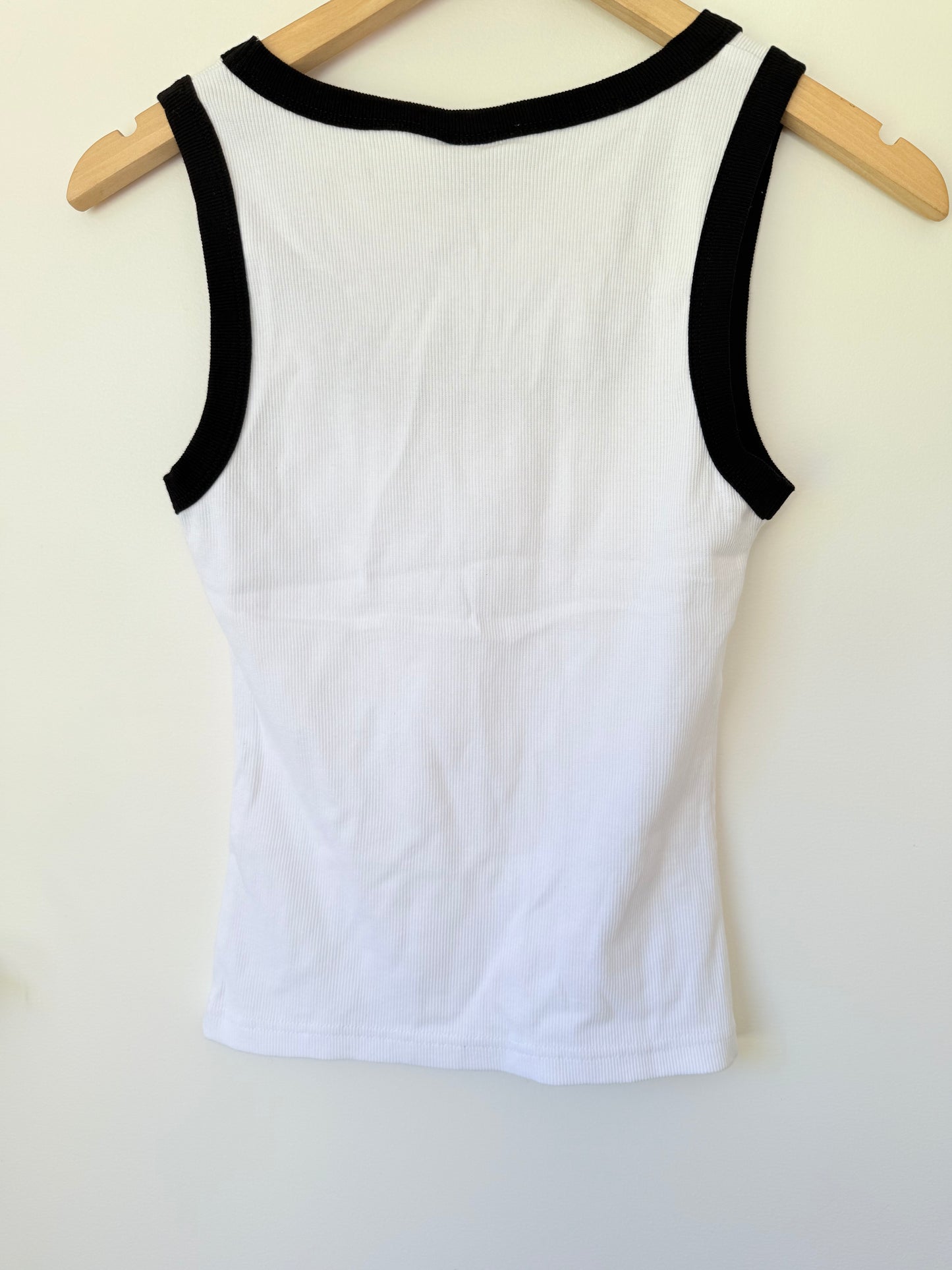 ROYÁL Size S  White Ribbed Tank Top with Black Trim RRP $24.99