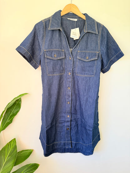 JUST JEANS Size 10 Dark Wash Denim Mini Dress RRP $119.99