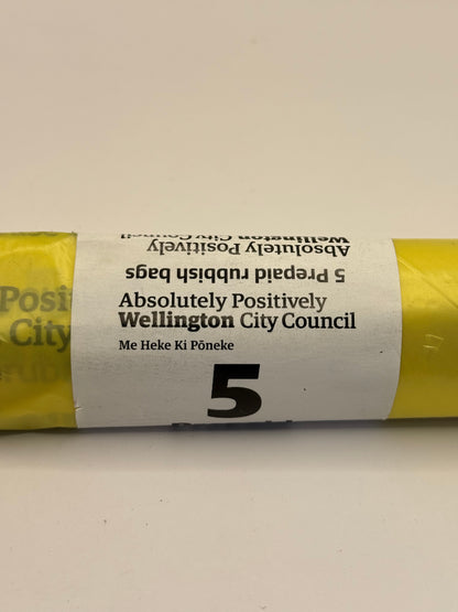 5 Pack Wellington City Council Prepaid Rubbish Bags