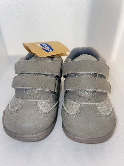 Chicco Glittery Grey Kids' Shoes with Velcro Straps - Size 21