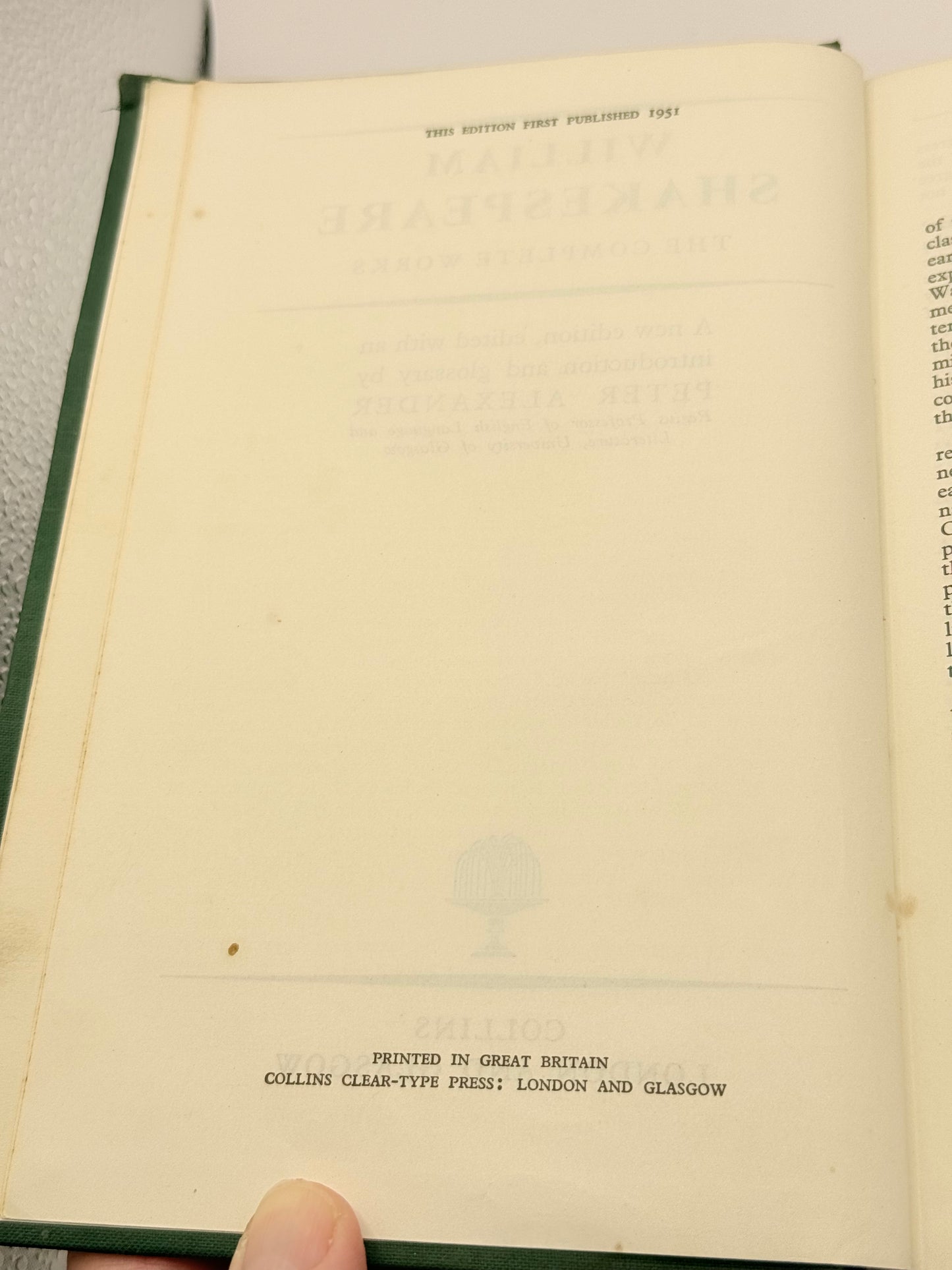The Complete Works by William Shakespeare - 1951 1st Edition (New Edition) Collins