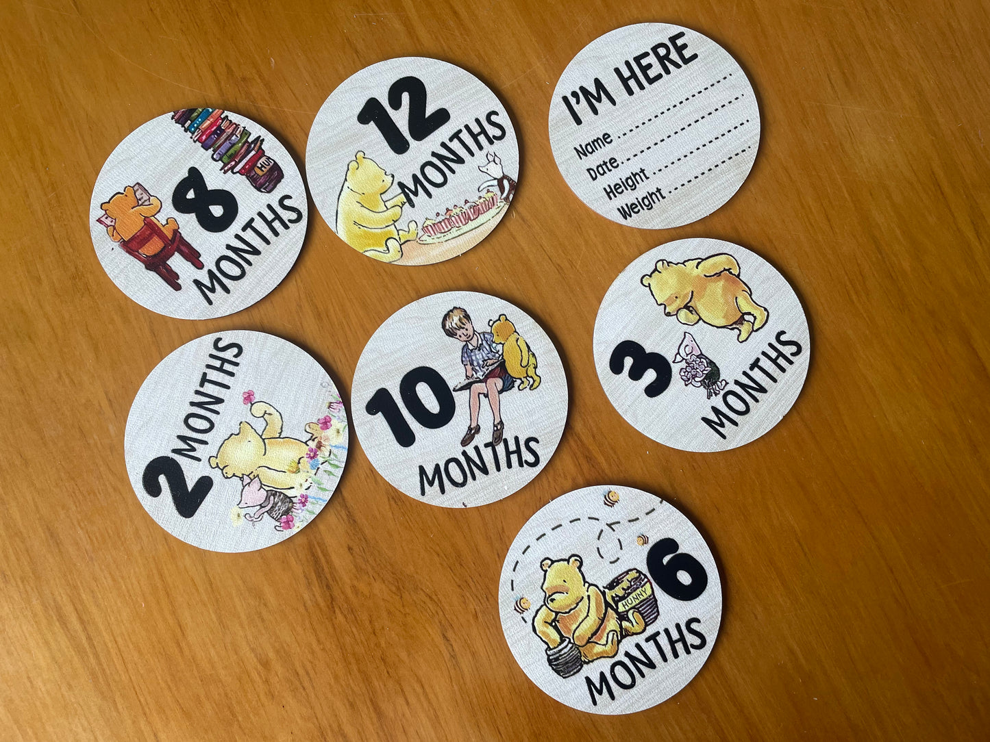 Double sided Winnie the Pooh  Monthly Milestone Discs