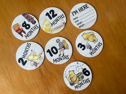 Double sided Winnie the Pooh  Monthly Milestone Discs