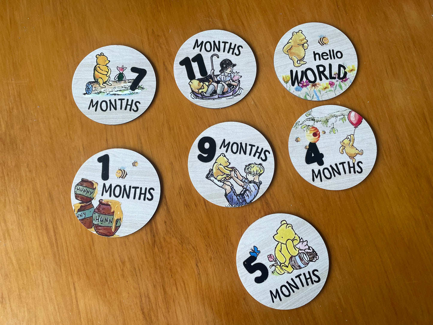 Double sided Winnie the Pooh  Monthly Milestone Discs