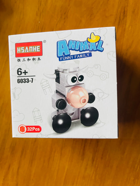 Funny Family Animal Building Blocks - Cow