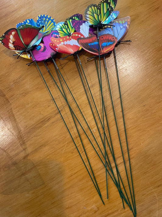 10x Colorful Butterfly Garden Stakes