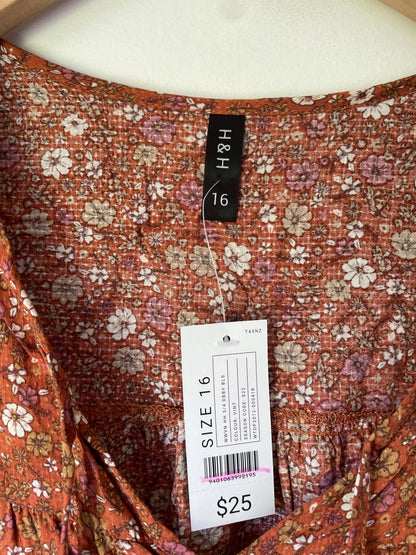 H&H Size 16 Floral Print Viscose Blouse RRP $25