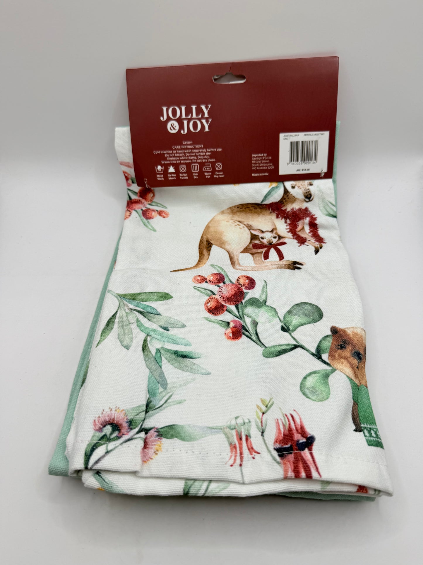 Set of 2 Jolly & Joy Cotton Australiana Christmas Tea Towels