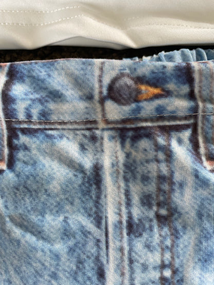 Shein 7y Unicorn Denim Skirt & Puff Sleeve Top Set for Kids