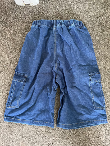 Shein 12y Classic Blue Denim Cargo Shorts for Kids