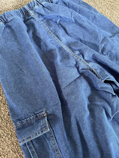 Shein 12y Classic Blue Denim Cargo Shorts for Kids