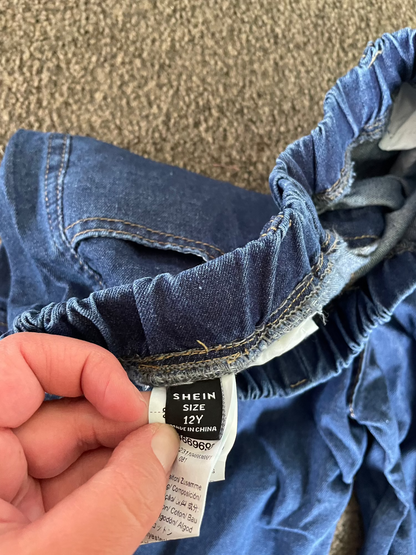 Shein 12y Classic Blue Denim Cargo Shorts for Kids
