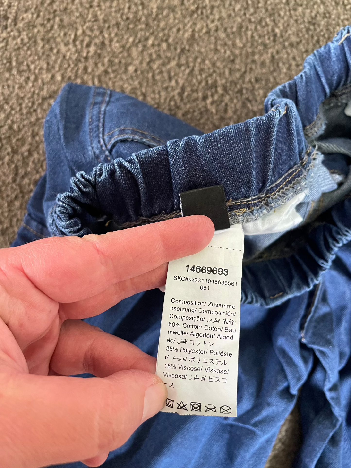 Shein 12y Classic Blue Denim Cargo Shorts for Kids