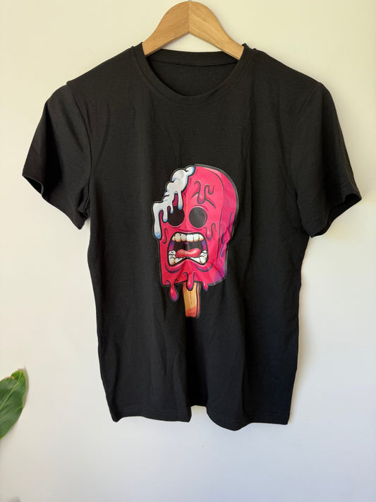 Black T-Shirt Size 15-16 Years Melting Ice Lolly Graphic Tee