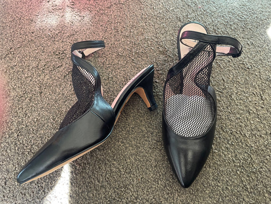 Katie 'n' Me - Kizzy - Black Mesh Pointed-Toe Heels