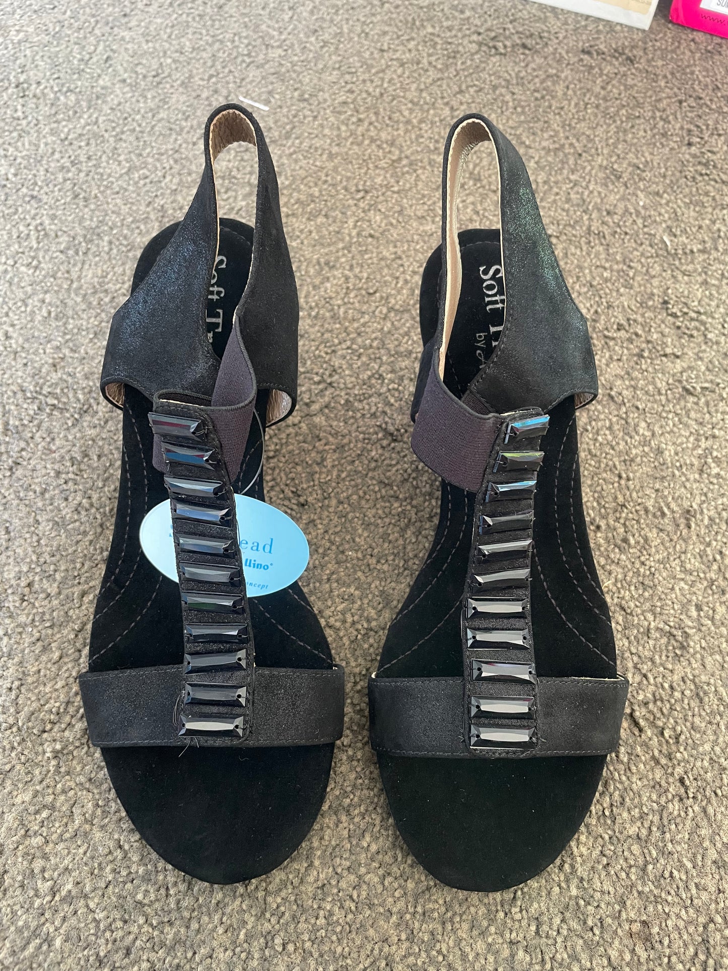 Soft Tread By Allino - Blaine - Black Suede Embellished Sandals