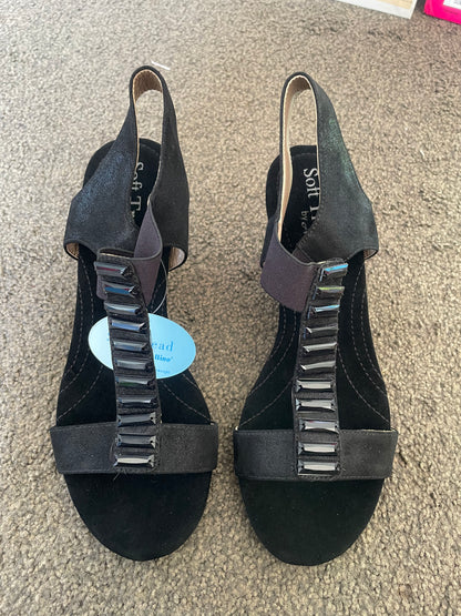 Soft Tread By Allino - Blaine - Black Suede Embellished Sandals