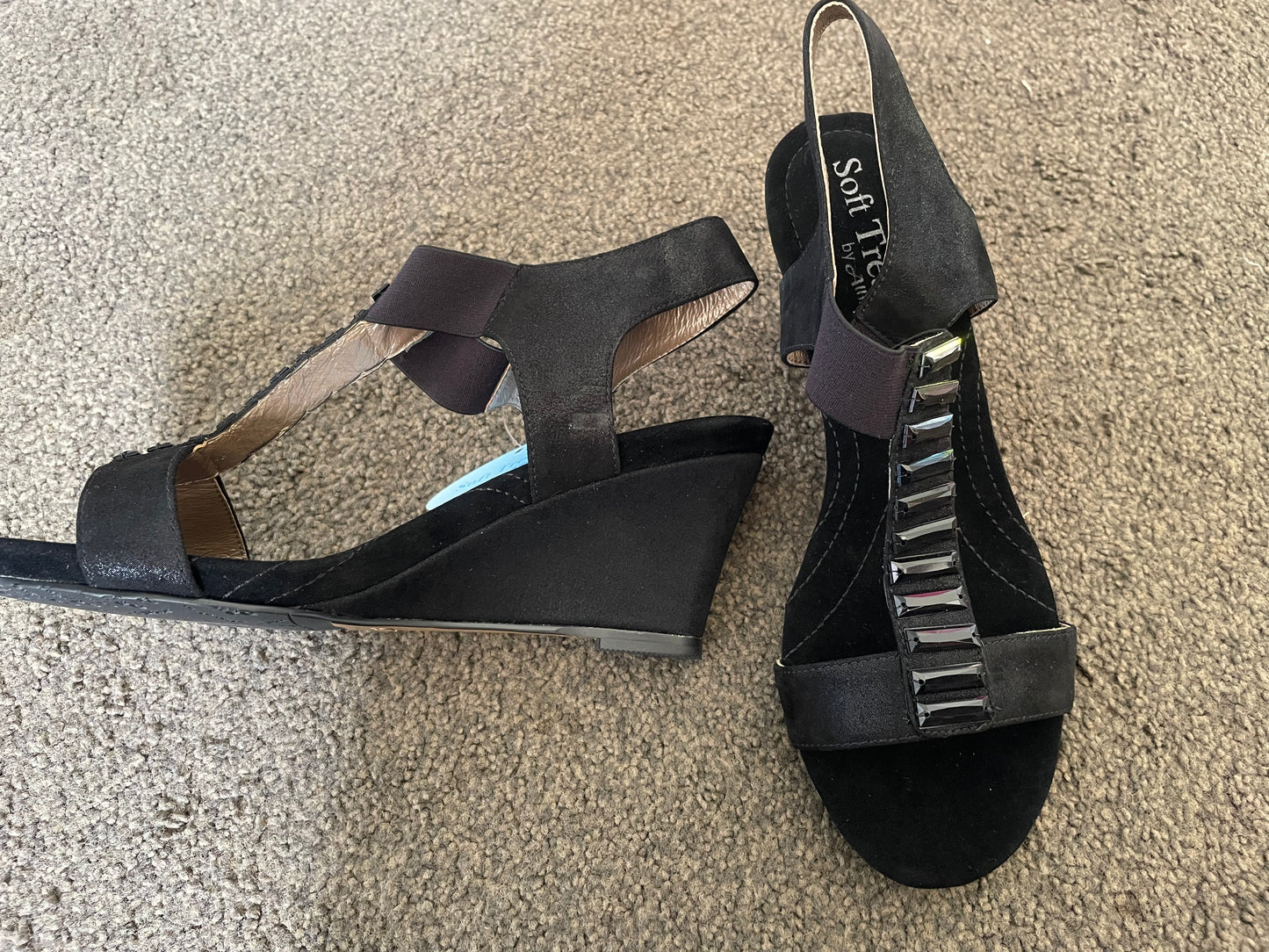 Soft Tread By Allino - Blaine - Black Suede Embellished Sandals