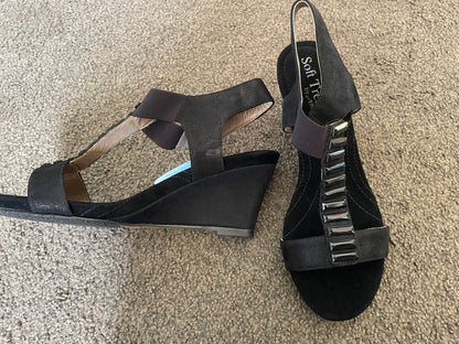 Soft Tread By Allino - Blaine - Black Suede Embellished Sandals