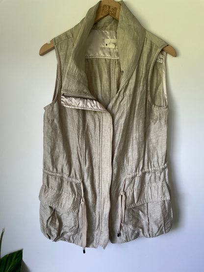 Verge Size M Linen Blend Sleeveless Jacket