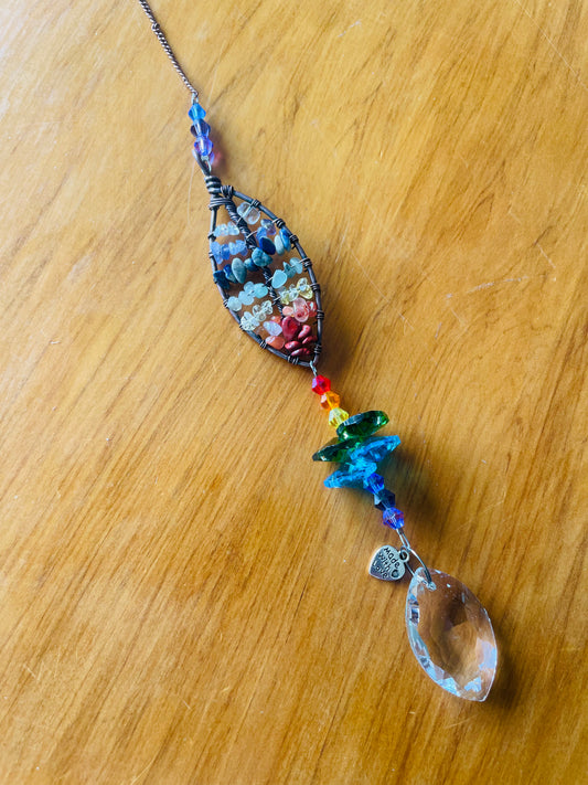 Chakra Gemstone Suncatcher with Crystal Prism