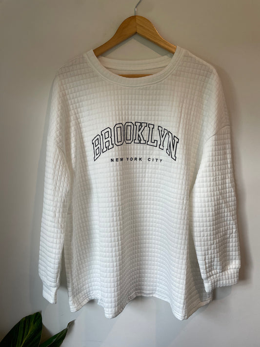 SHEIN Textured White Sweater Shirt - 2XL