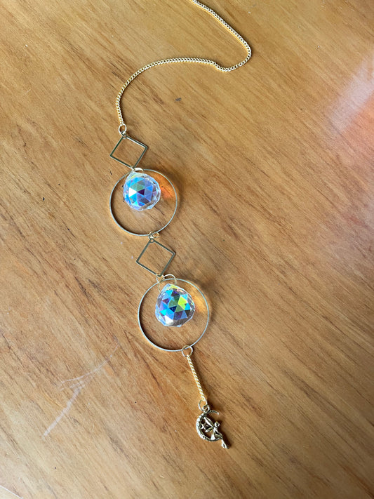 Geometric Sun Catcher with Moon Fairy Charm
