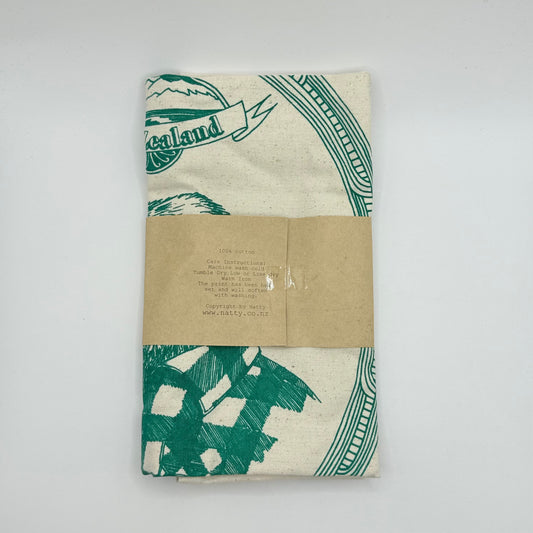 Natty Swandrii Kiwi 100% Cotton Tea Towel - Green and Cream