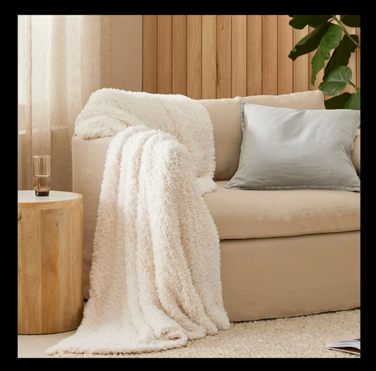 Adairs Munich Winter White Feather Yarn Throw RRP $179
