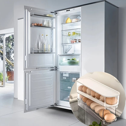 Stackable Double-Layer Rolling Egg Box Fridge Organizer